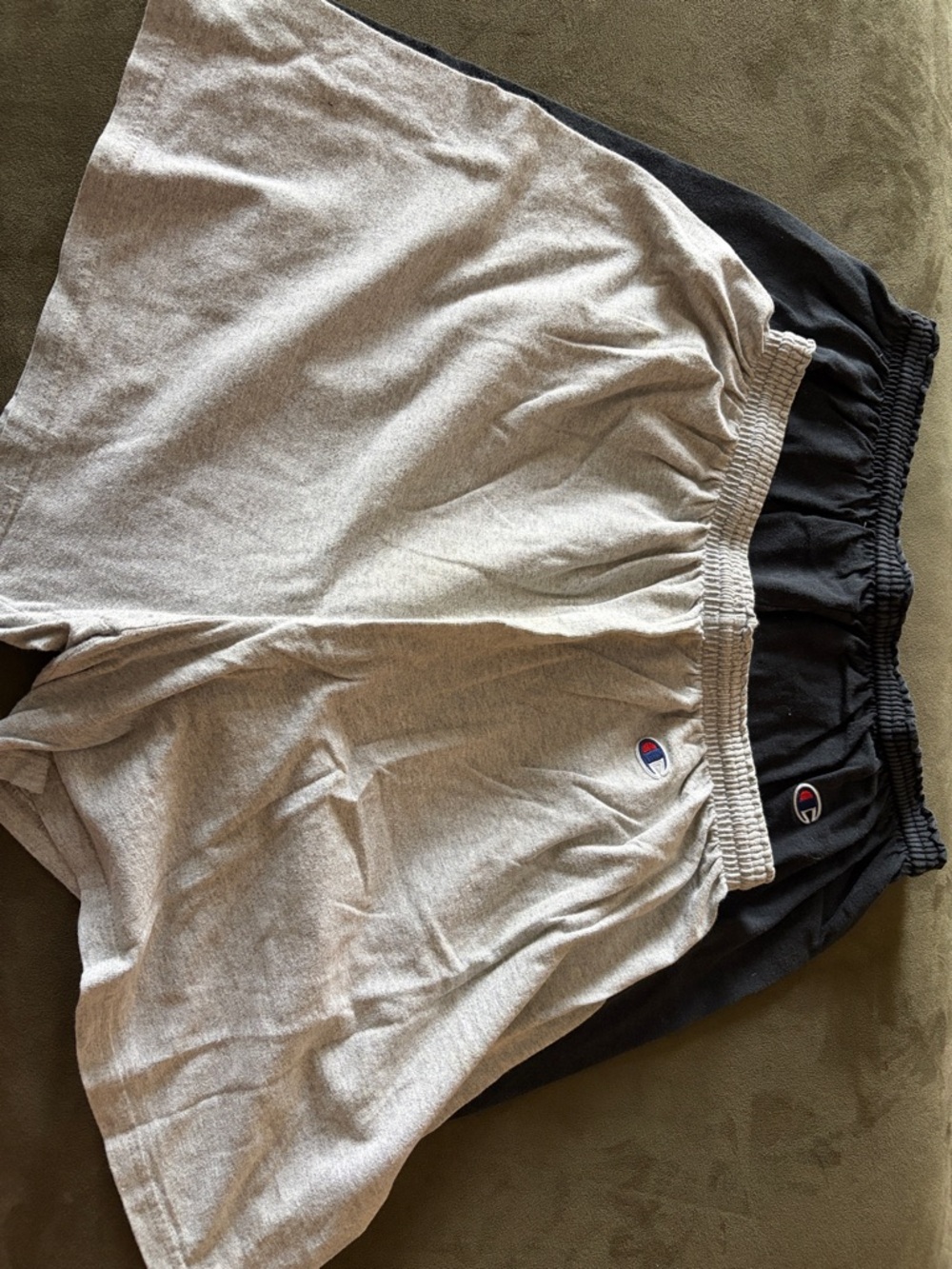 Two Retro Champion Shorts Gray and Black Size L